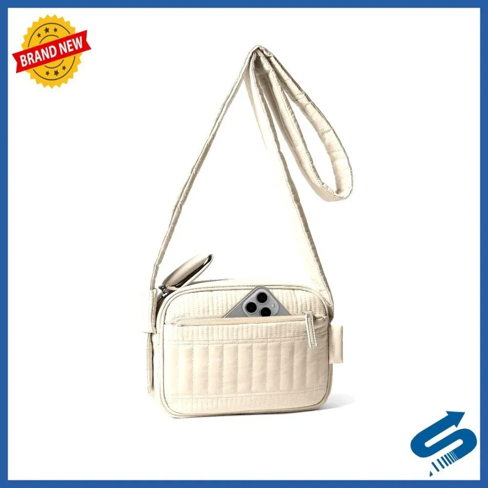 Small Puffer Crossbody Bag RFID Travel Quilted Shoulder Purse Wide Strap